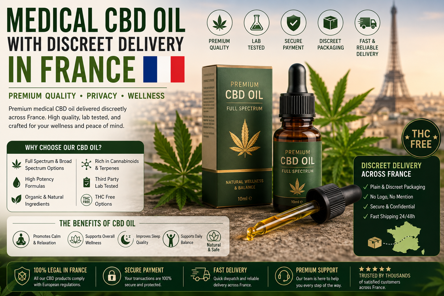 Medical CBD Oil with Discreet Delivery in France